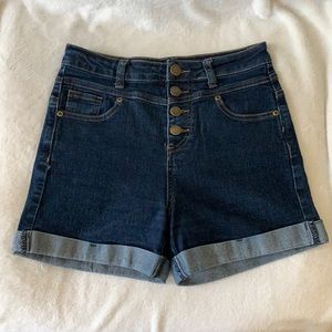 ModCloth High-waisted dark wash denim shorts